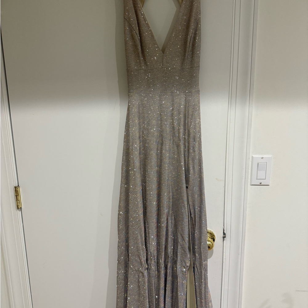 Elegant Silver Evening Gown